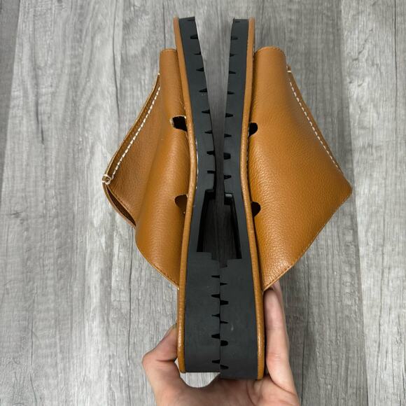 Bagatelle Leather Slip On Slides Flat Sandals Brown Minimalist Coastal Size 7 - Picture 5 of 7